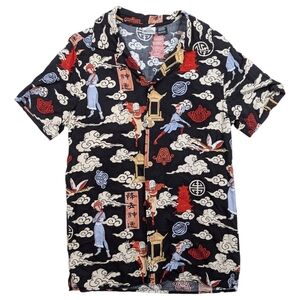 Avatar The Last Airbender Shirt Size XS Black All‎ Over Print Woven Button Down